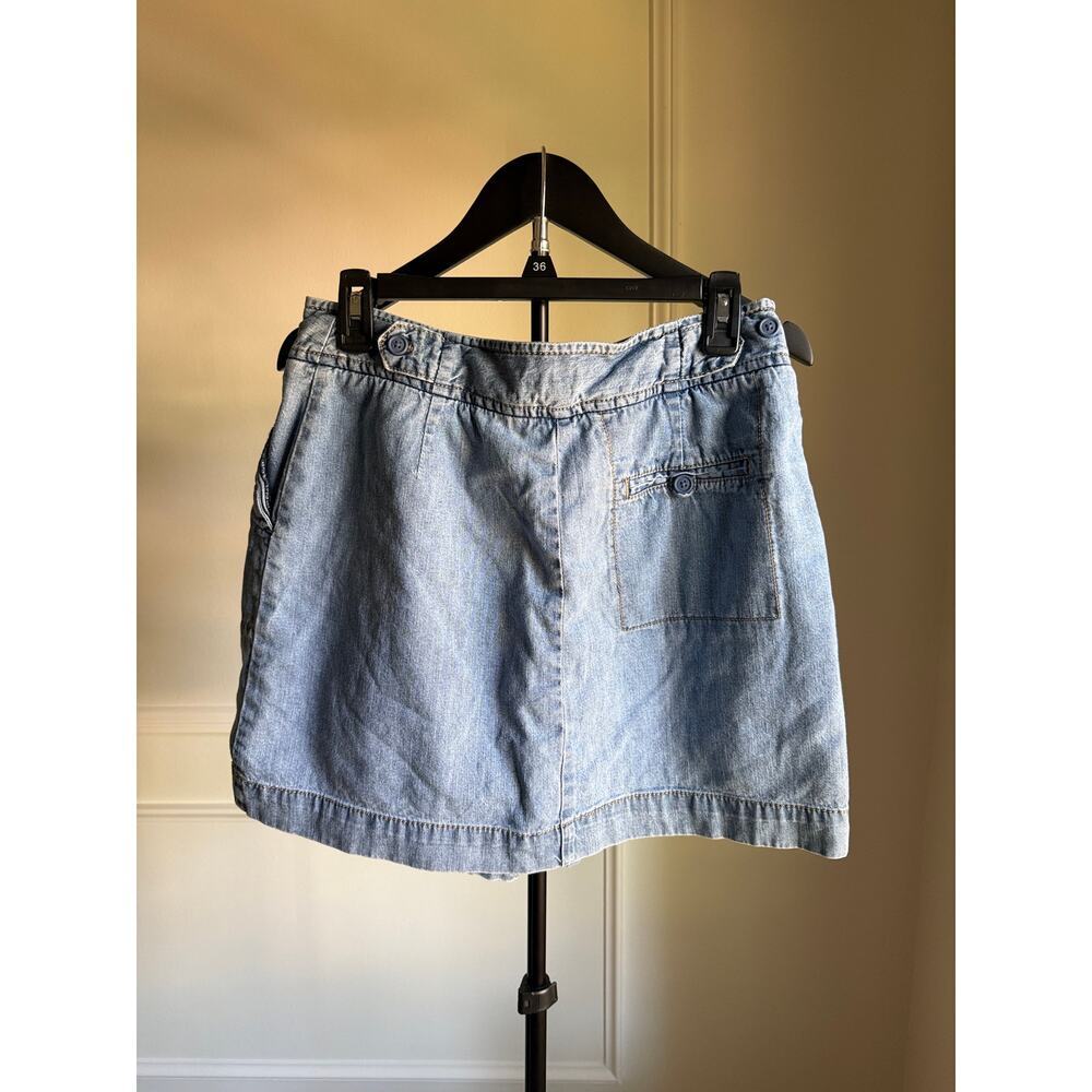 Vintage Denim Skort Light Wash Y2K 90s A-Line Jean Mini Skirt Shorts Sz 10 - Picture 3 of 3